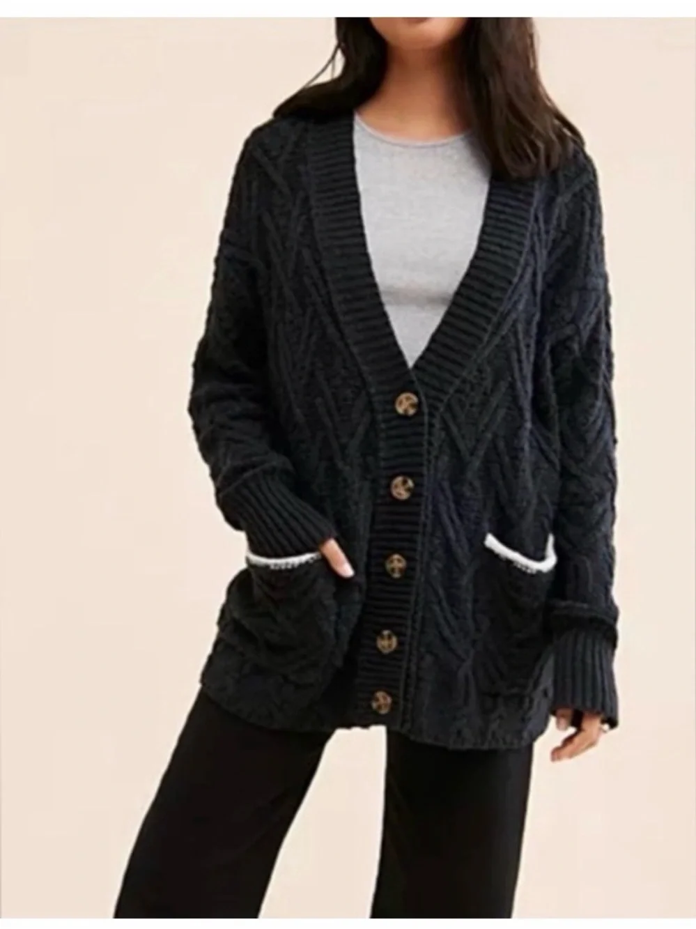 Free People Black Montana Cardigan Sweater